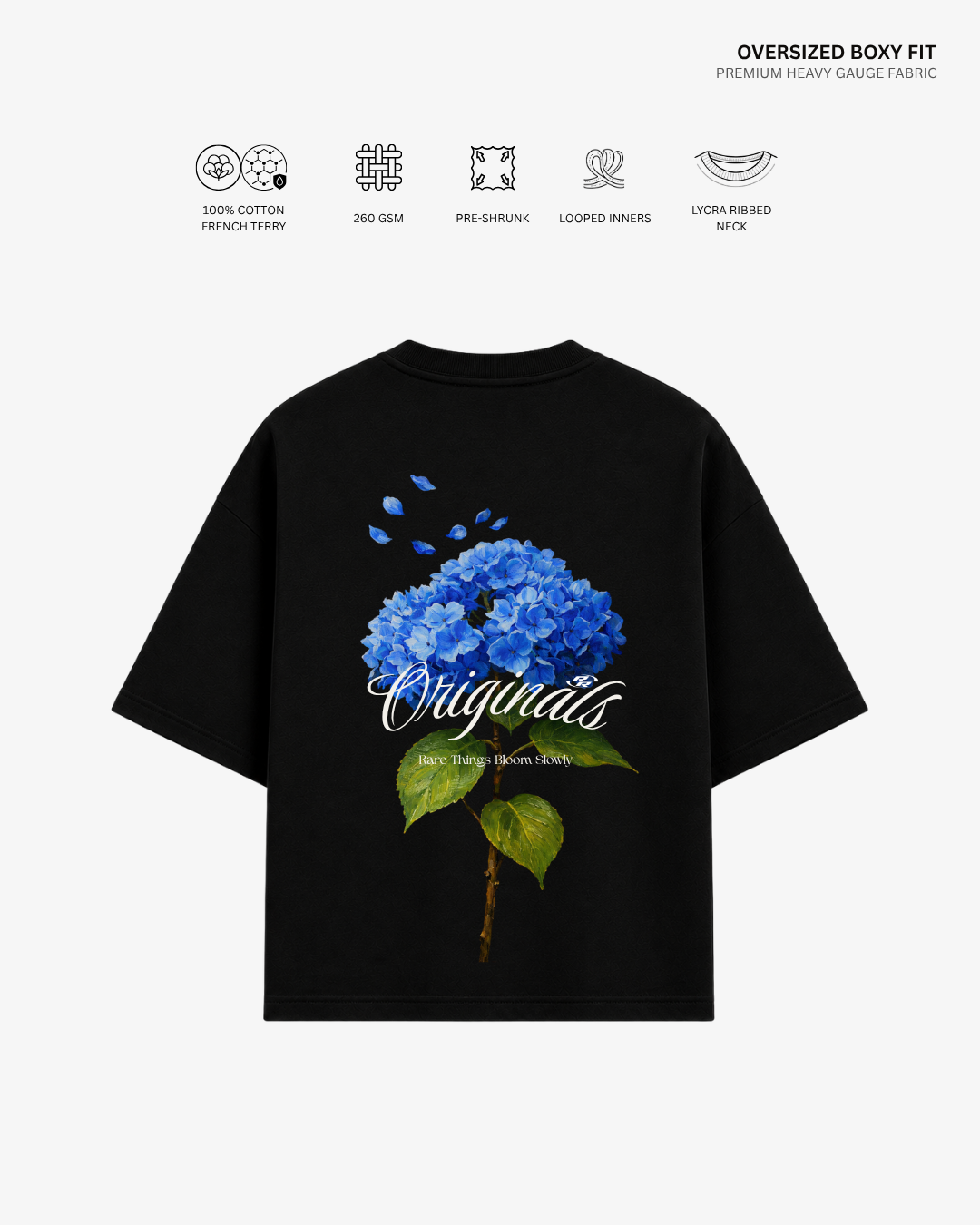 Rare Things Bloom Slowly French Terry Oversized T-Shirt | Antherr Originals