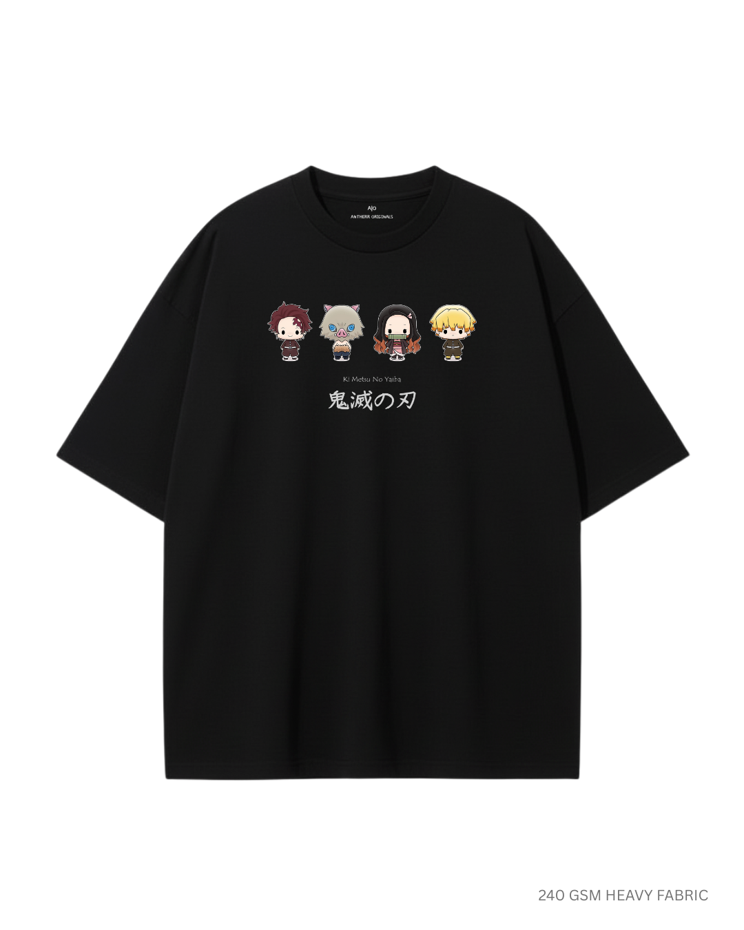 Demon Days: Demon Squad: Anime Oversized T-Shirts for Men BLACK