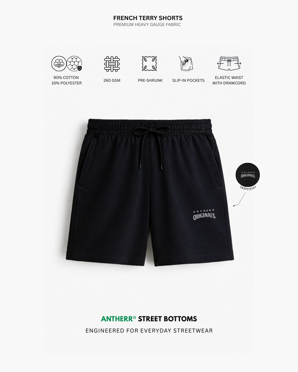 Black Unisex Everyday French Terry Shorts Black