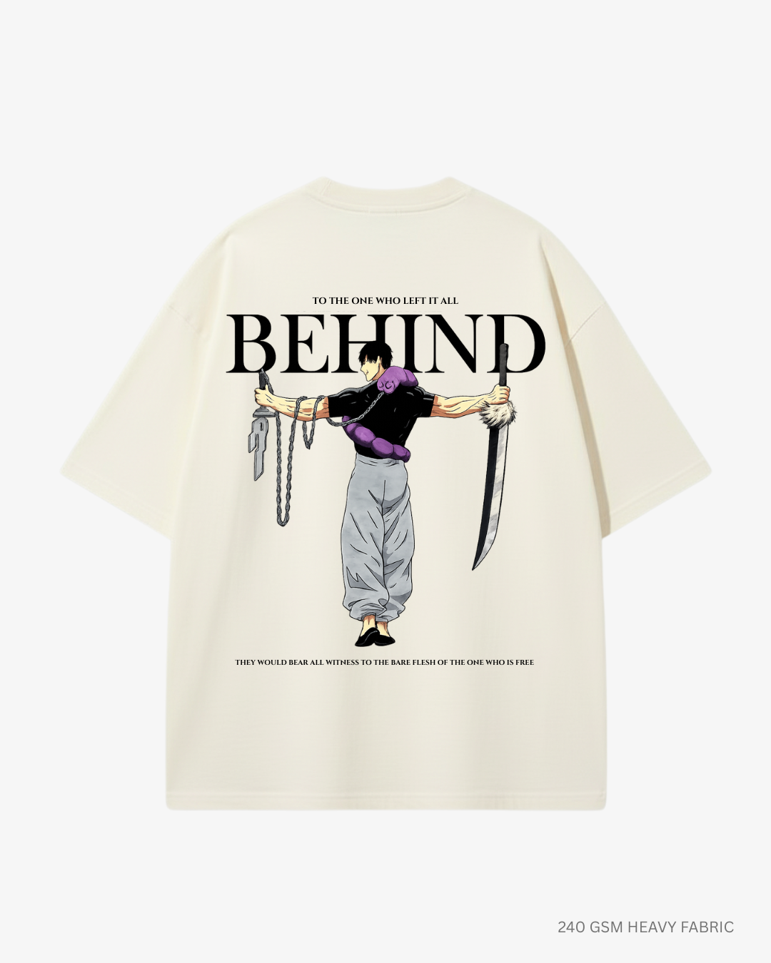 Behind-Toji Fushiro Unisex Oversized T-Shirt | Antherr Off-White Cotton 240 GSM