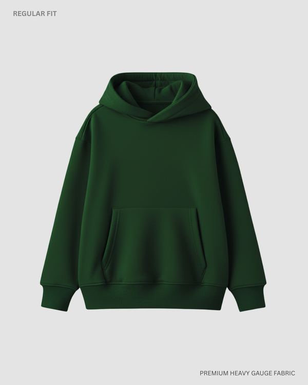 Basic Bottle Green Unisex Winter Hoodies BOTTLE GREEN