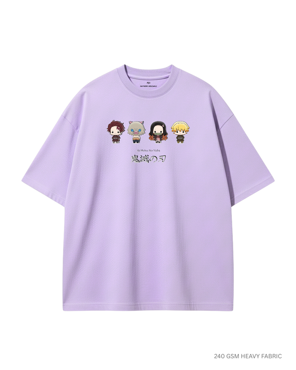 Chibi Demon Squad: Unisex Oversized T-Shirts LAVENDER