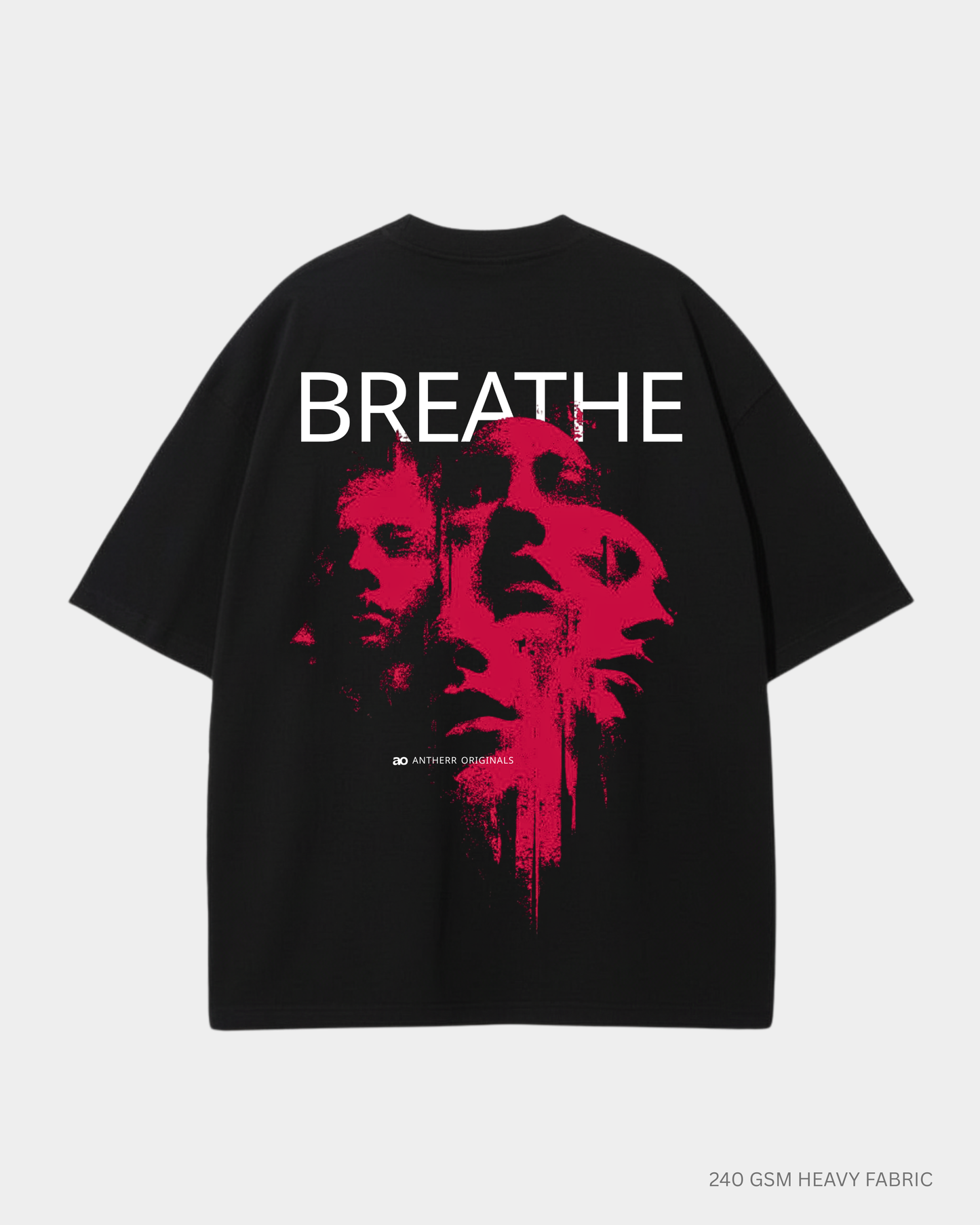 Breathe Oversized T-Shirt for Men & Women | Antherr Originals Black Cotton 240 GSM