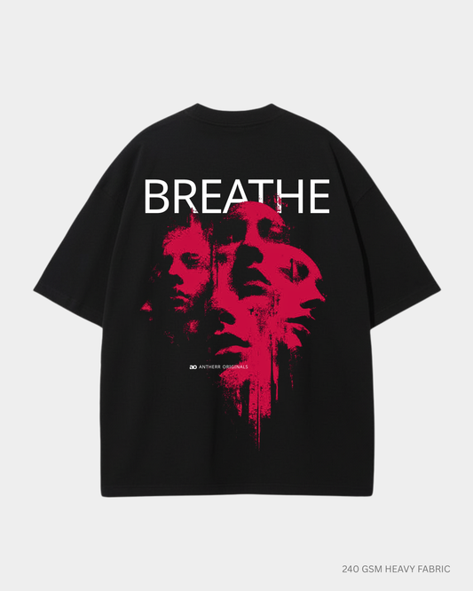 Breathe Oversized T-Shirt for Men & Women | Antherr Originals Black Cotton 240 GSM