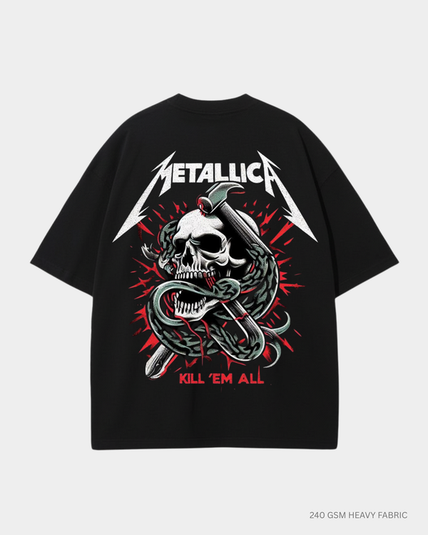 Metallica Graphic Unisex Oversized T-Shirt | Antherr Core Black Cotton 240 GSM