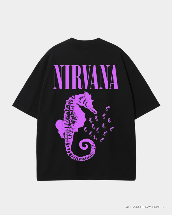 Nirvana Unisex Oversized T-Shirt | Antherr Core Black Cotton 240 GSM