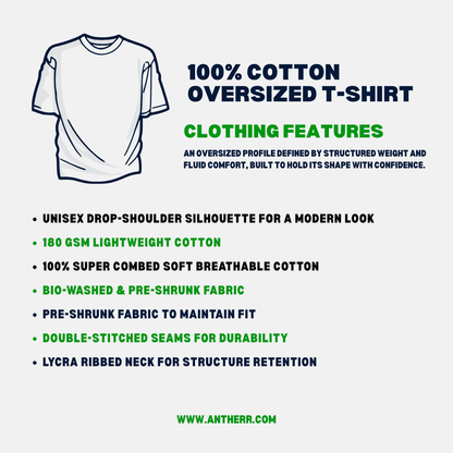 Kolkata Unisex Oversized T-Shirts 180 GSM Heavy Fabric | Antherr