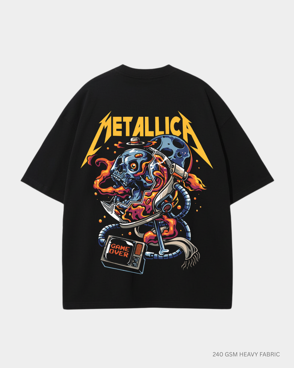 Metallica Graphic Unisex Oversized T-Shirt | Antherr Core Black Cotton 240 GSM