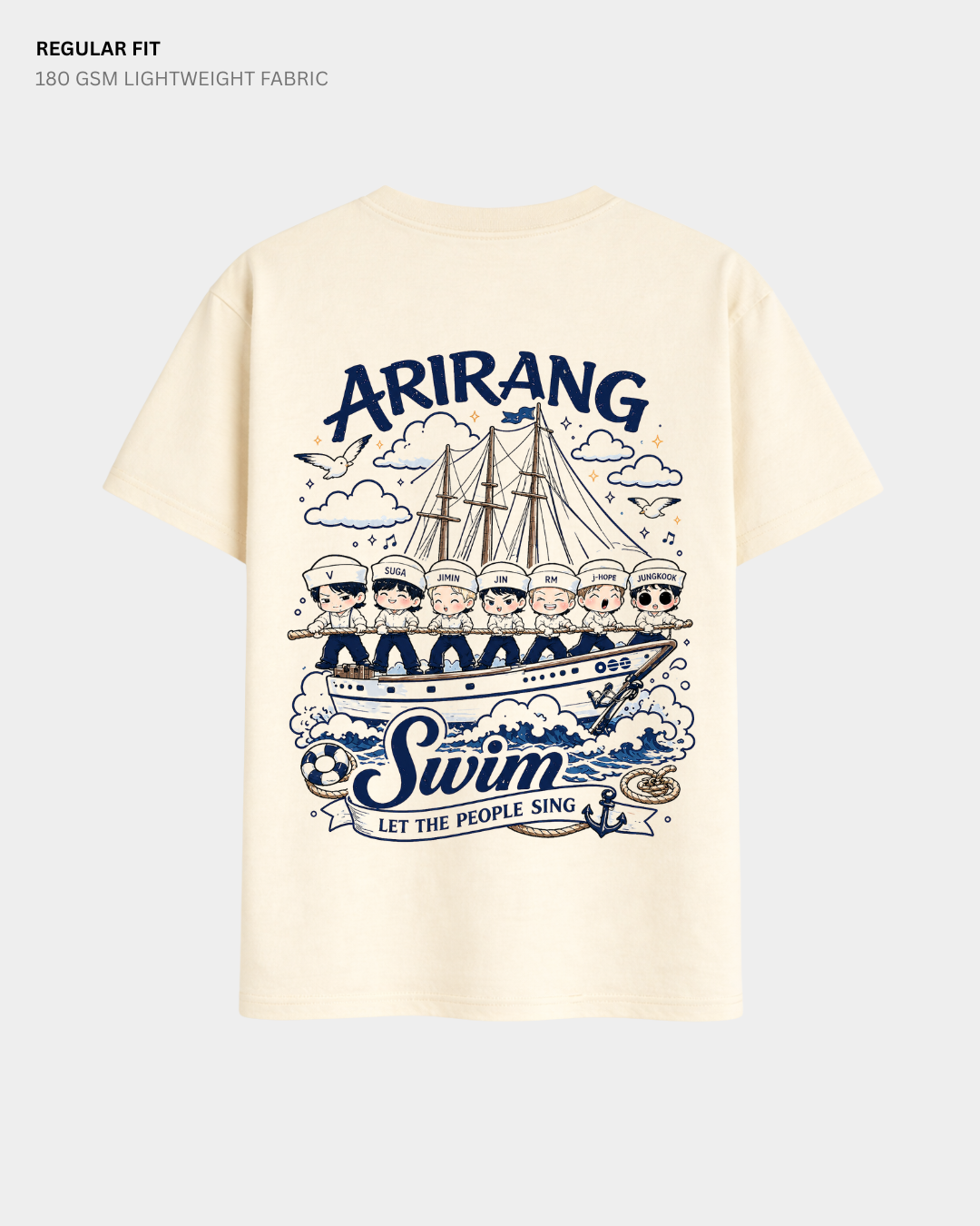 Chibi Swim Arirang BTS Regular Fit T-Shirt | Cotton Kpop Tee | ANTHERR