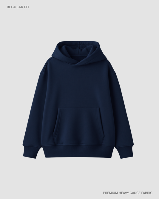Basic Navy Blue Unisex Winter Hoodies NAVY BLUE