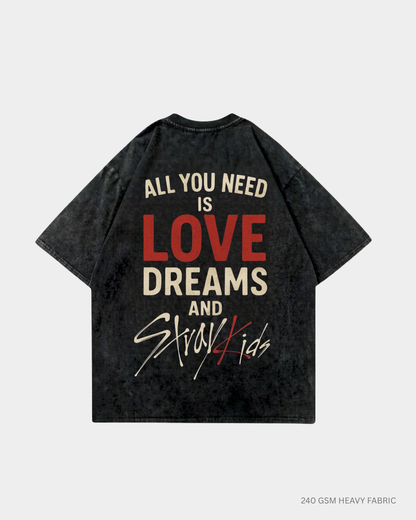 All You Need Straykids Acid Wash Oversized T-Shirt India | Antherr Core