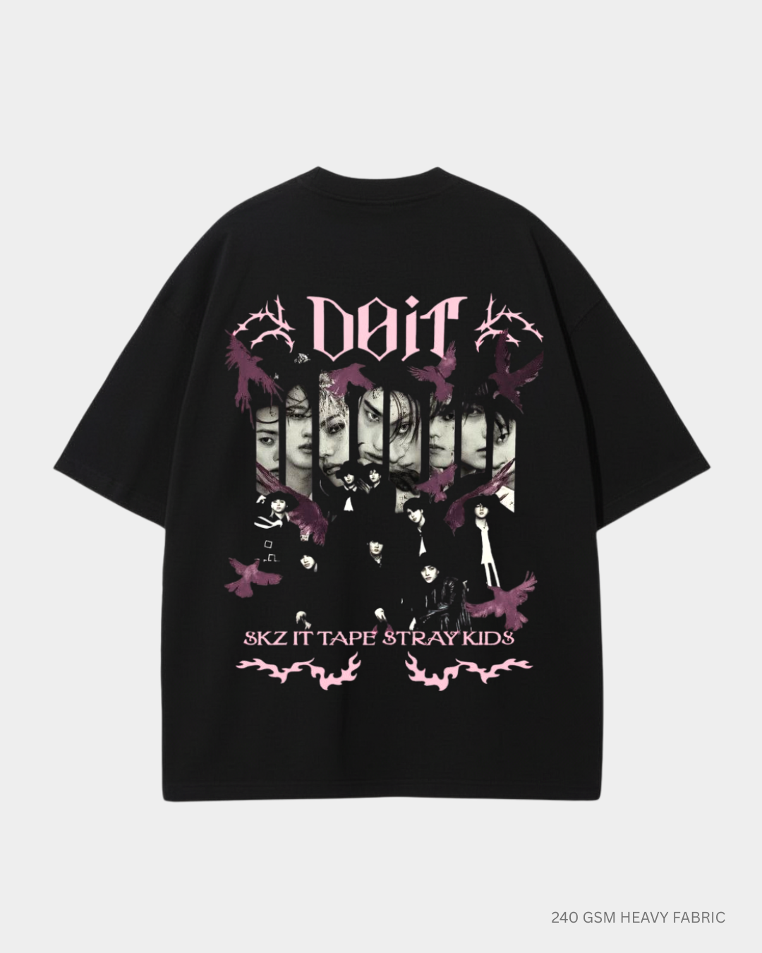 Straykids Do It Acid Wash Oversized T-Shirt India | Antherr Core Black Cotton 240 GSM