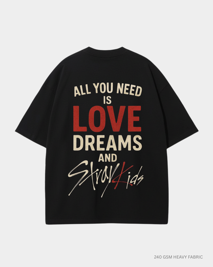 All You Need Straykids Oversized T-Shirt India | Antherr Core Black Cotton 240 GSM