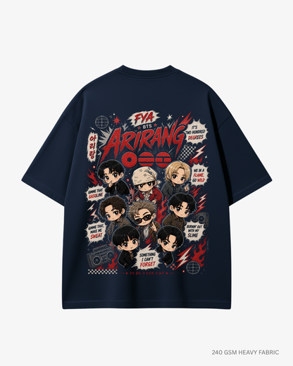 BTS FYA Arirang Unisex Oversized T-Shirt | Antherr Core Navy Blue Cotton 240 GSM