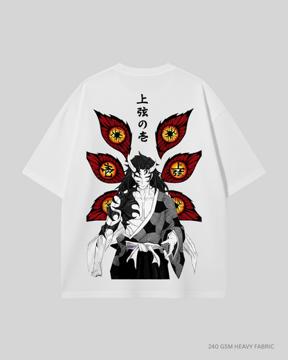 Kokushibo Upper Moon One: Anime, Unisex Oversized T-Shirts White Cotton 240 GSM
