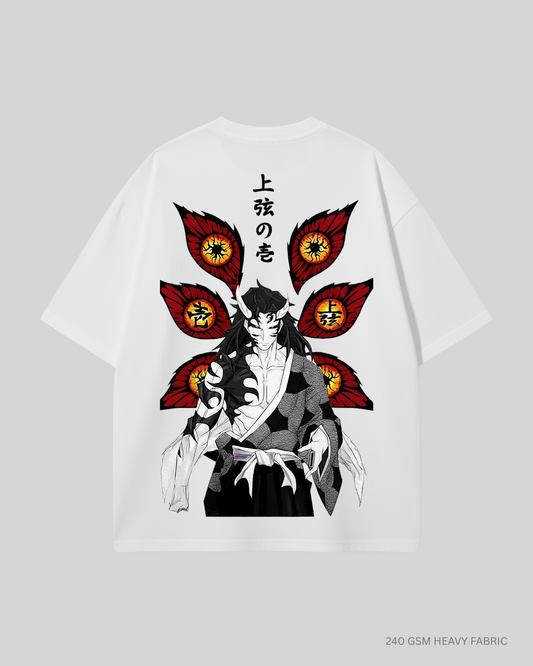 Kokushibo Upper Moon One: Anime, Unisex Oversized T-Shirts White Cotton 240 GSM