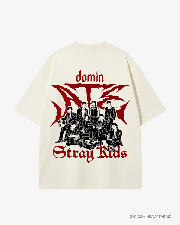 ATE: Straykids Unisex Oversized T-Shirt India | Antherr Core Off White Cotton 240 GSM
