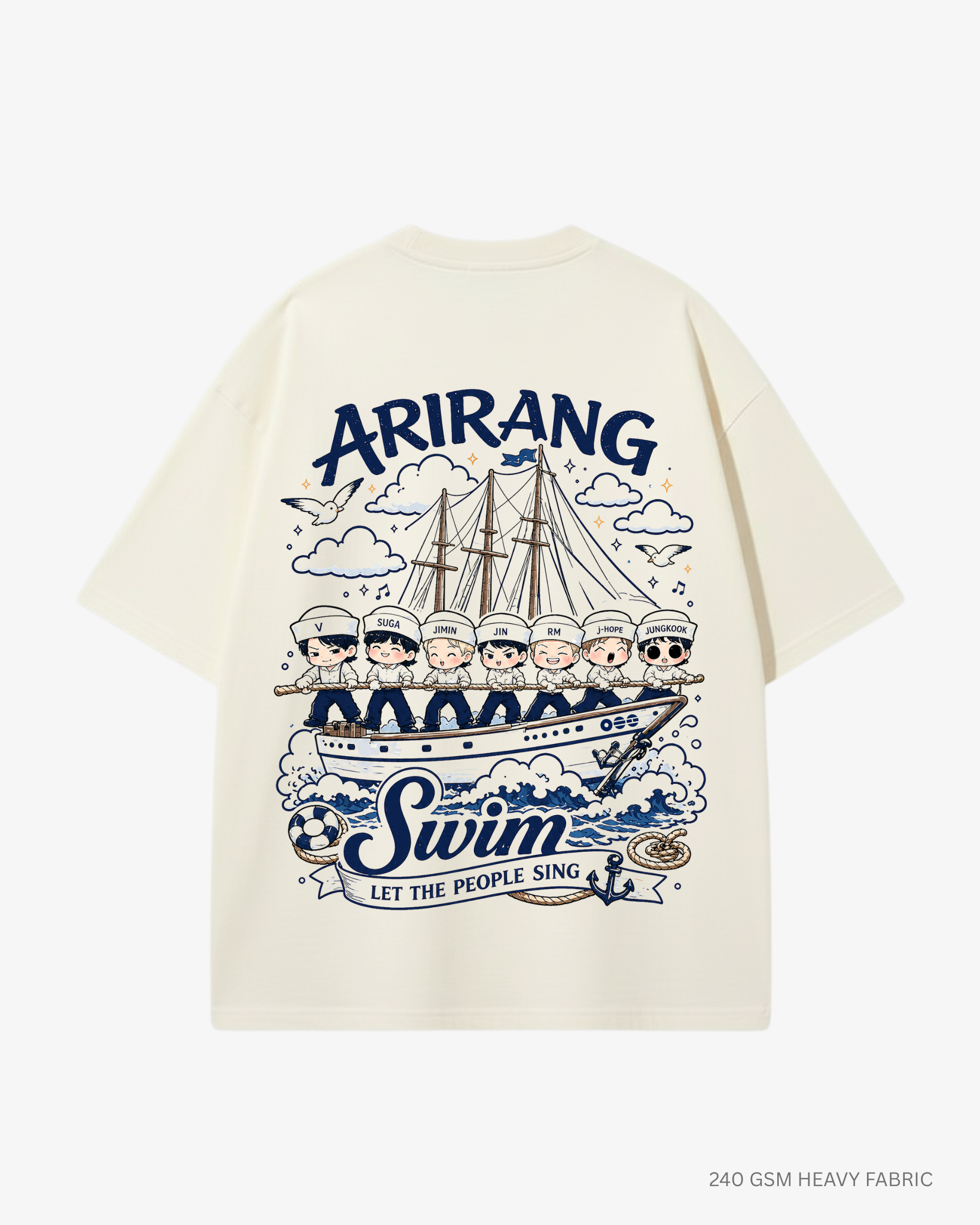 BTS Swim Arirang Unisex Oversized T-Shirt | Antherr Core Off White Cotton 240 GSM