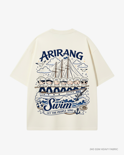 BTS Swim Arirang Unisex Oversized T-Shirt | Antherr Core Off White Cotton 240 GSM