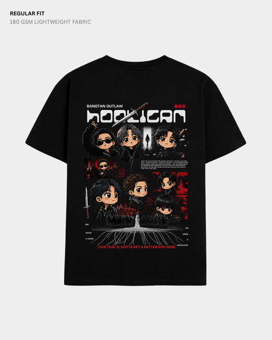 Hooligan Arirang BTS Regular Fit T-Shirt | Antherr Core Black Cotton 180 GSM
