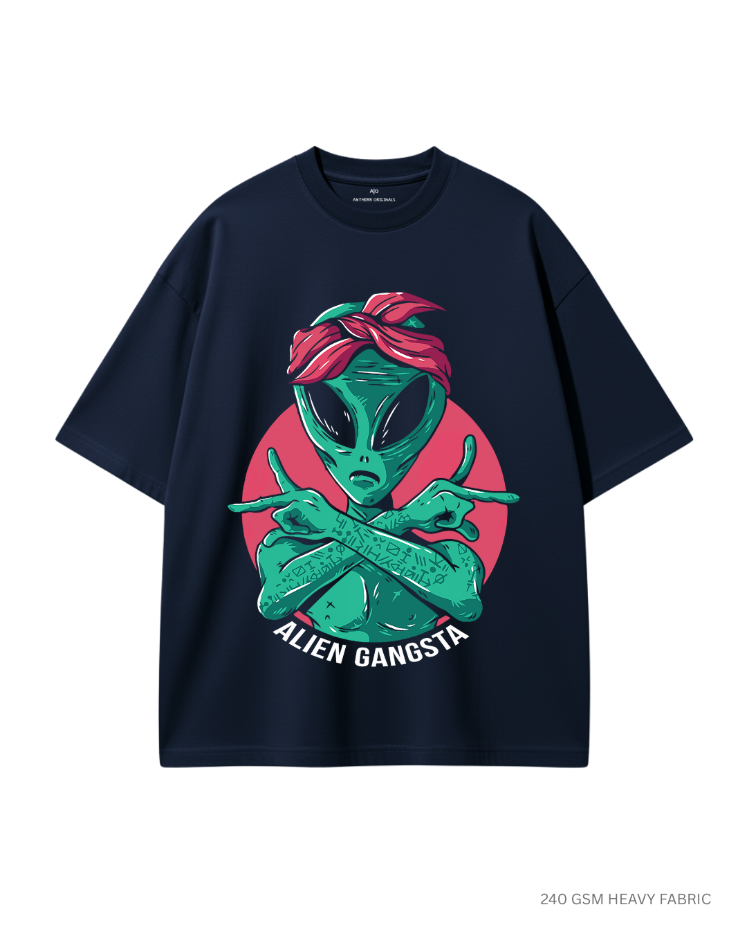 Alien Gangsta: ALIEN & SPACE- Unisex Oversized T-Shirts NAVY BLUE