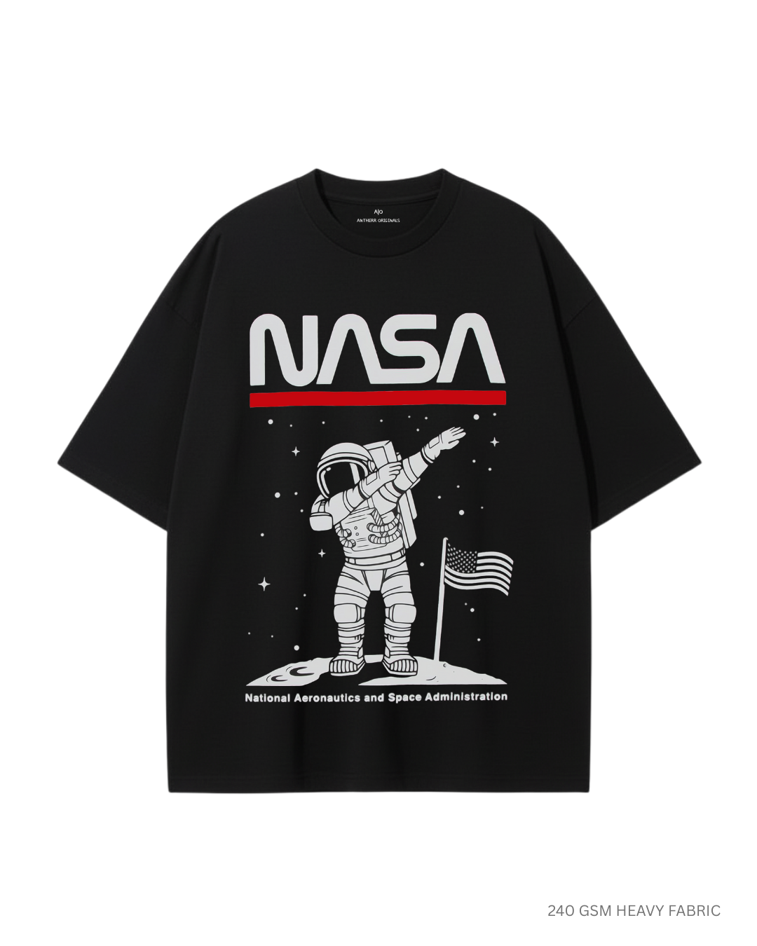 NASA Astronaut Dab: ALIEN & SPACE- Unisex Oversized T-Shirts BLACK