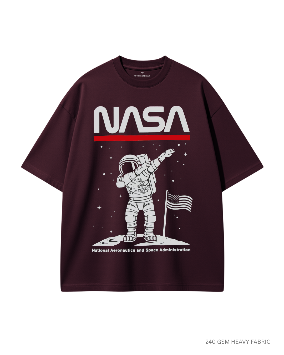 NASA Astronaut Dab: ALIEN & SPACE- Unisex Oversized T-Shirts MAROON