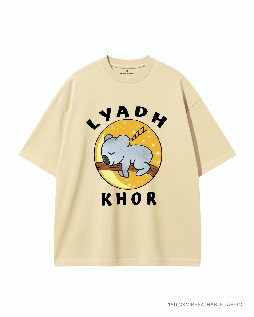 Lyadh Khor Unisex Oversized T-Shirts BEIGE Cotton 180 GSM