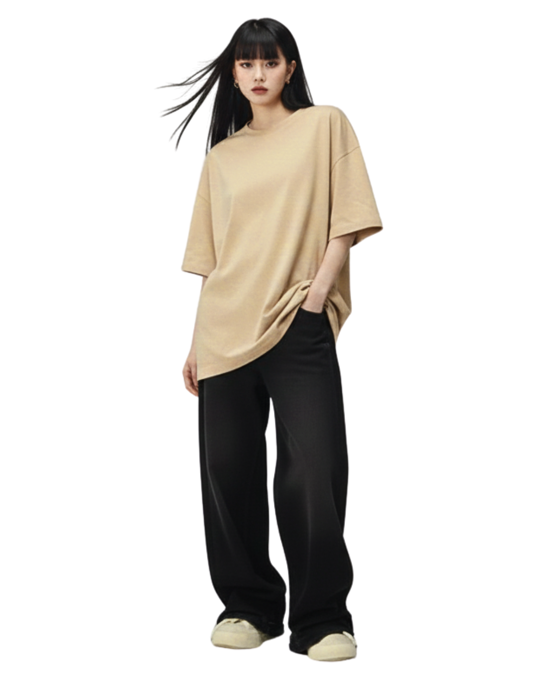 Basic Unisex Oversized T-shirt: Beige