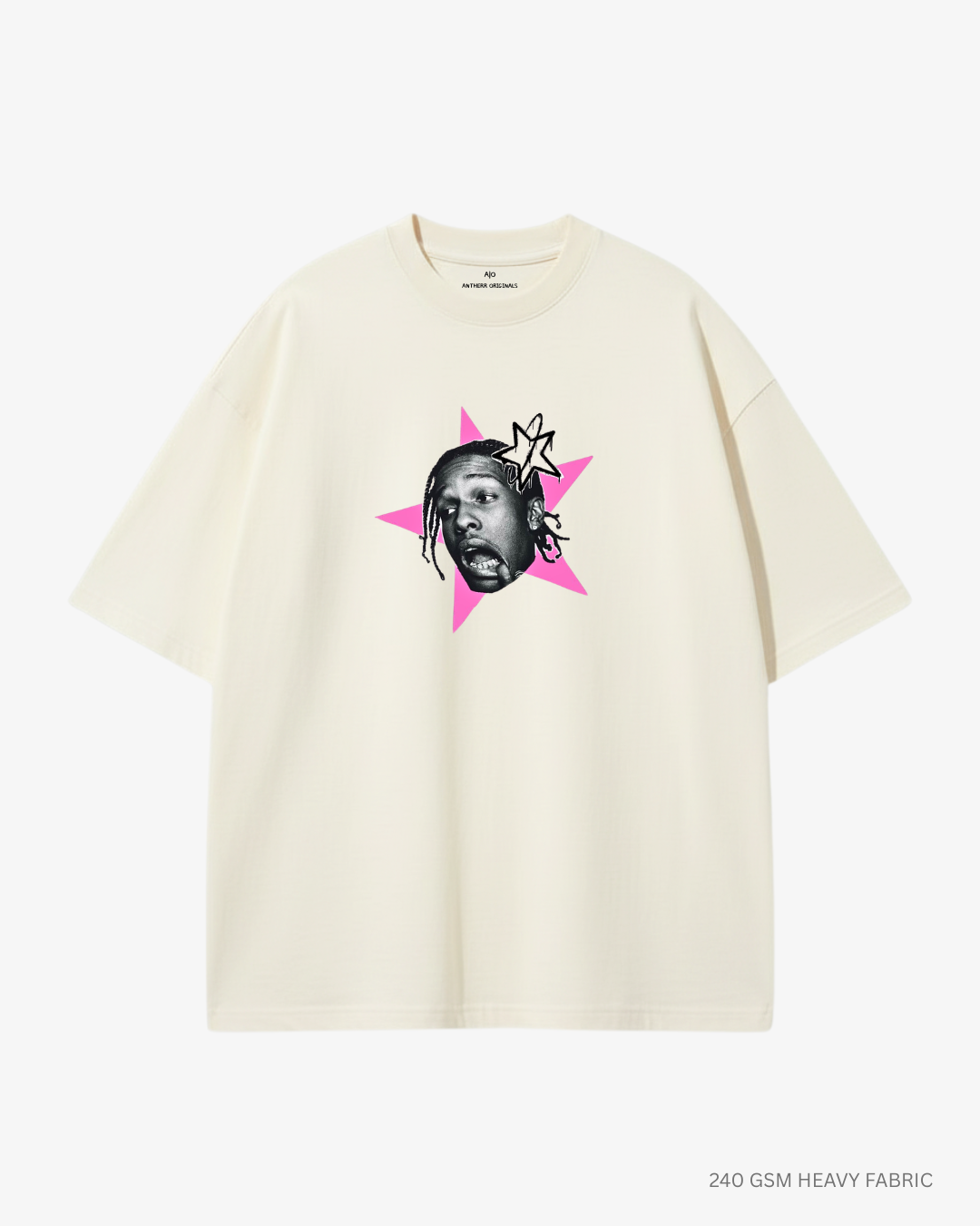 Asap Rocky Unisex Oversized T-Shirt | Antherr Core OFF WHITE Cotton 240 GSM