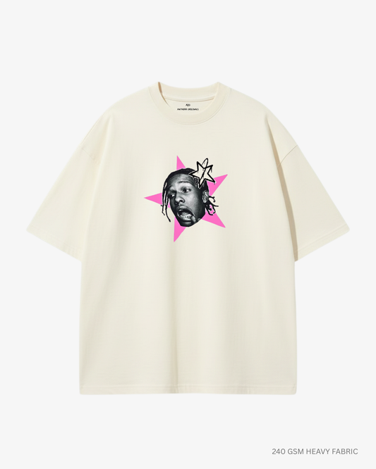 Asap Rocky Unisex Oversized T-Shirt | Antherr Core OFF WHITE Cotton 240 GSM