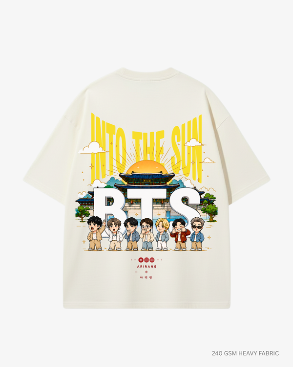 Into The Sun BTS Arirang Unisex Oversized T-Shirt | Antherr Core Off White Cotton 240 GSM