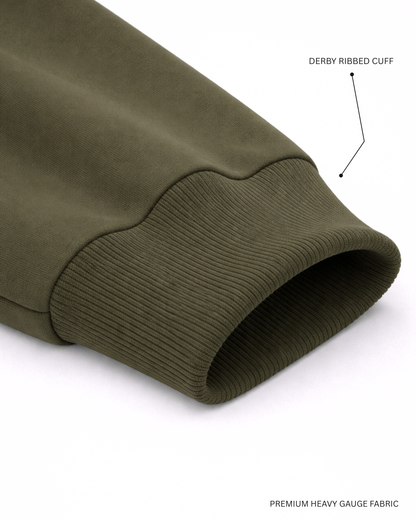 Basic Olive Green Unisex Winter Sweatshirt | Regular Fit