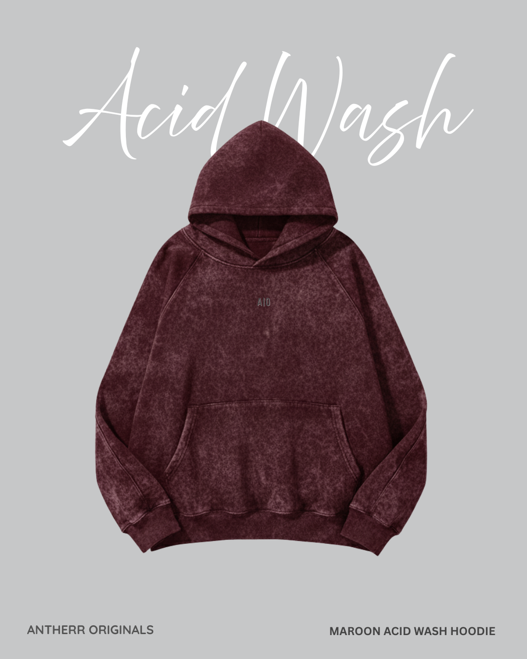 Maroon Acid Wash Hoodie