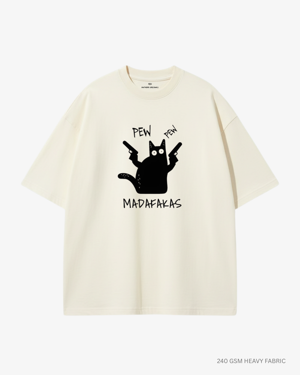 Pew Pew Unisex Oversized T-Shirt | Antherr Core OFF-WHITE 240 GSM Cotton