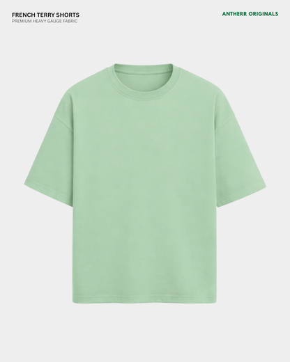 Basic Jade Green Oversized T-Shirt | French Terry Cotton