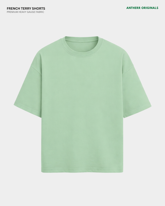 Basic Jade Green Oversized T-Shirt | French Terry Cotton