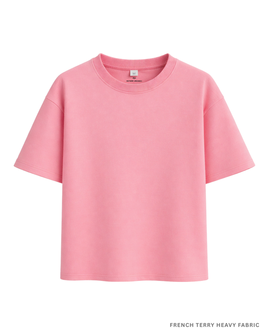 Basic Flamiingo Oversized T-Shirt | French Terry Cotton Jade Green French Terry Cotton