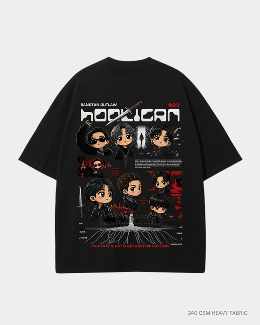 Hooligan Arirang Unisex Oversized T-Shirt | Antherr Core Black Cotton 240 GSM