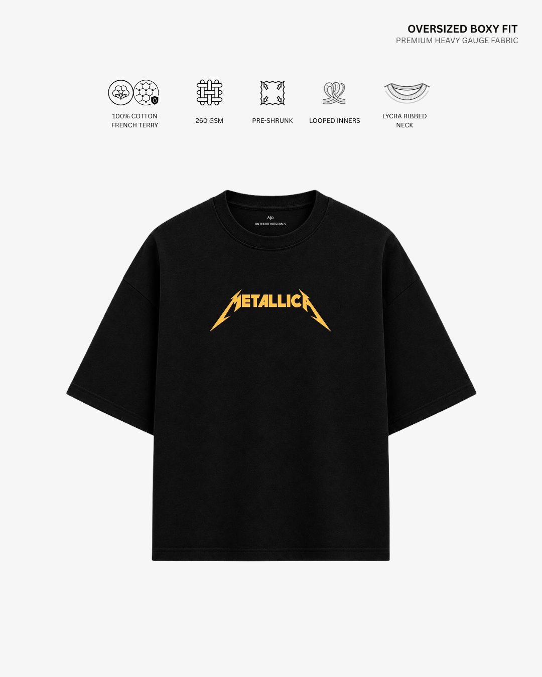 Metallica Graphic French Terry Oversized T-Shirt | Antherr Core