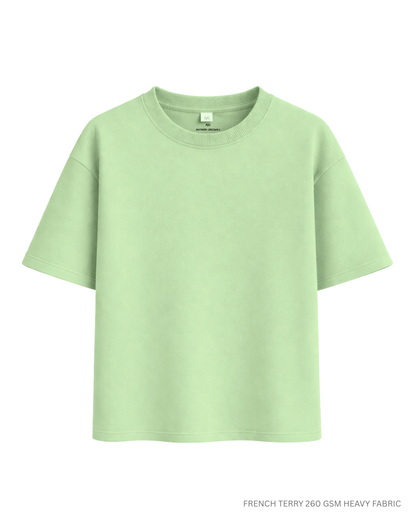 Basic Jade Green Oversized T-Shirt | French Terry Cotton Jade Green French Terry Cotton