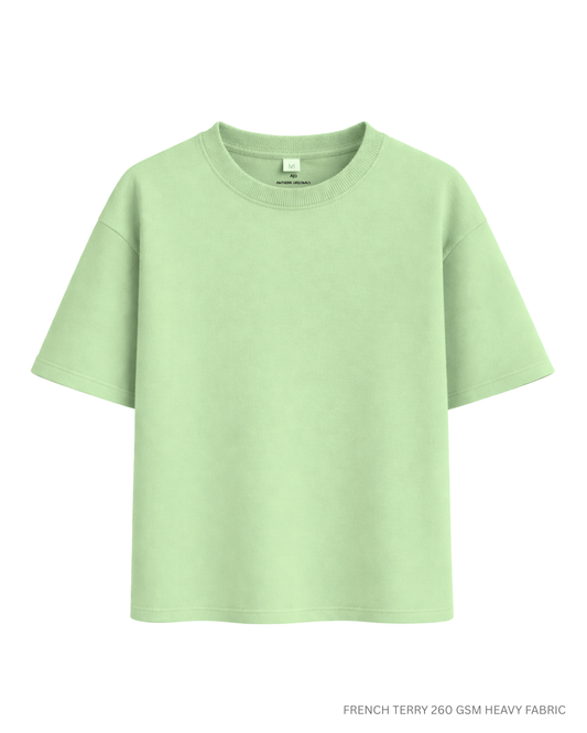 Basic Jade Green Oversized T-Shirt | French Terry Cotton Jade Green French Terry Cotton