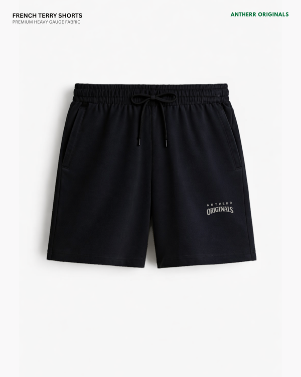 Black Unisex Everyday French Terry Shorts