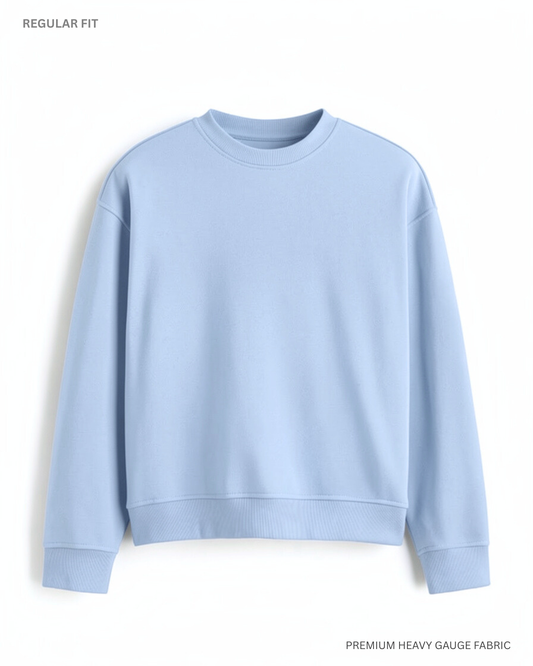 Basic Snow Blue Unisex Winter Sweatshirt | Regular Fit