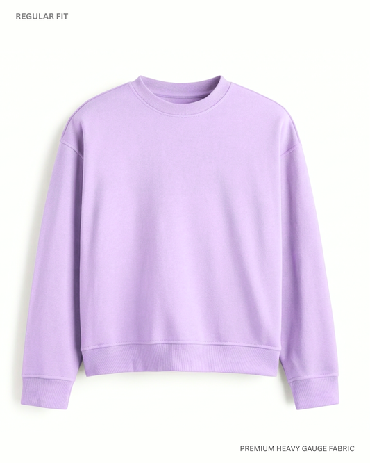 Basic Lavender Unisex Winter Sweatshirt | Regular Fit LAVENDER