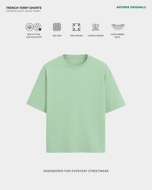 Basic Jade Green Oversized T-Shirt | French Terry Cotton Jade Green French Terry Cotton