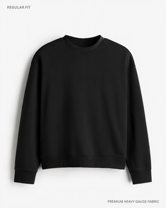 Basic Black Unisex Winter Sweatshirt | Regular Fit