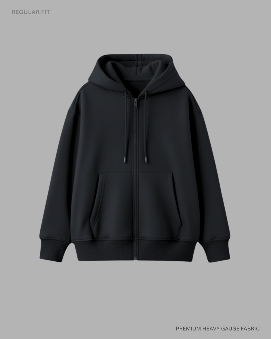 Basic Black Unisex Winter Zipper Hoodies BLACK