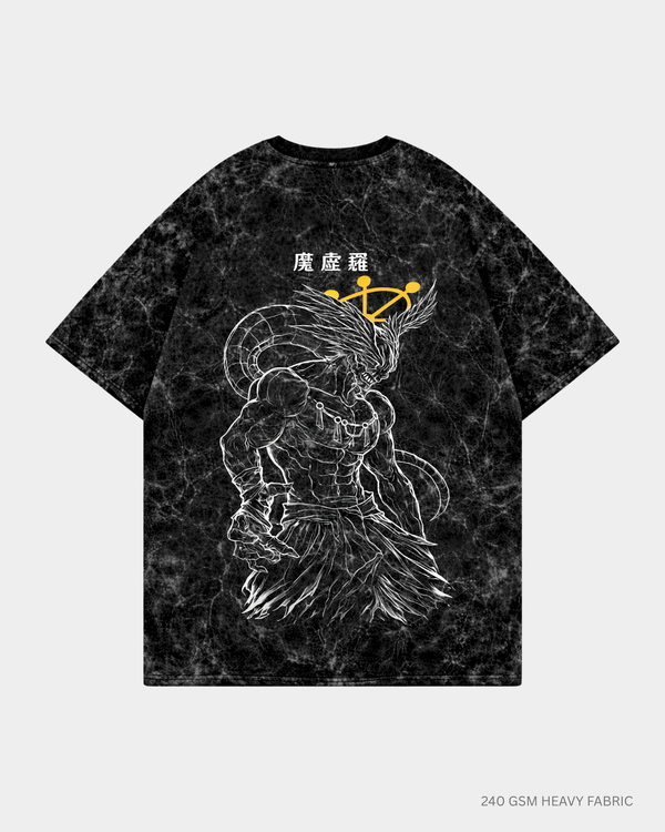 Mahoraga JJK Unisex Oversized T-Shirt | Antherr Core Acid Wash Black Cotton 240 GSM