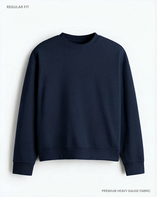 Basic Navy Blue Unisex Winter Sweatshirt | Regular Fit NAVY BLUE